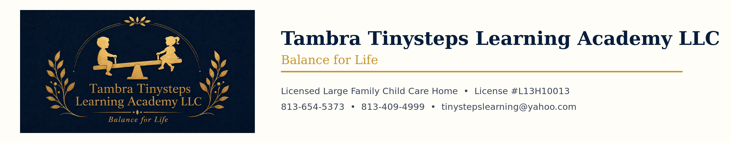 Tambra Tinysteps formal letterhead header